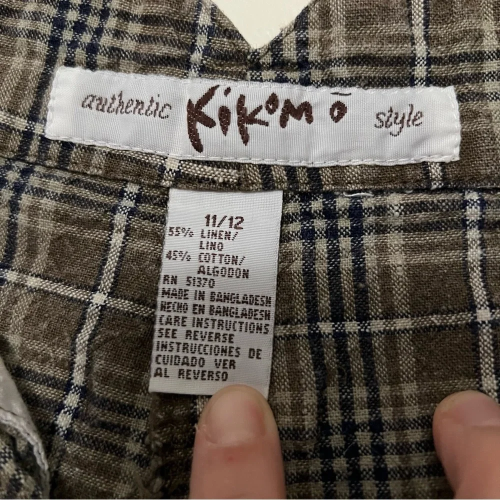 Kikomo Style Plaid Linen Blend High Rise‎ Shorts 12 Cottagecore eclectic grandpa